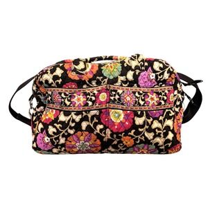 Vera Bradley Weekender Suzani Floral Duffle Bag Black Multi Colored Travel Tote